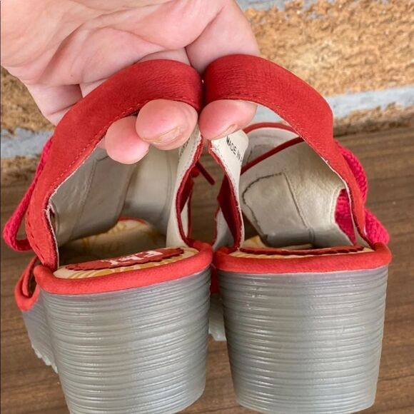 Fly London Ylfa Scarlet Red Leather Laced shoes 8 - Picture 9 of 12